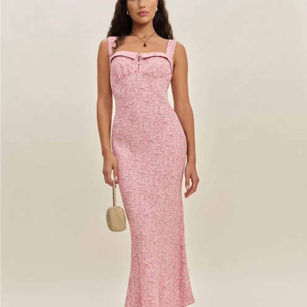 Reformation Pink Floral Midi Dress with tags